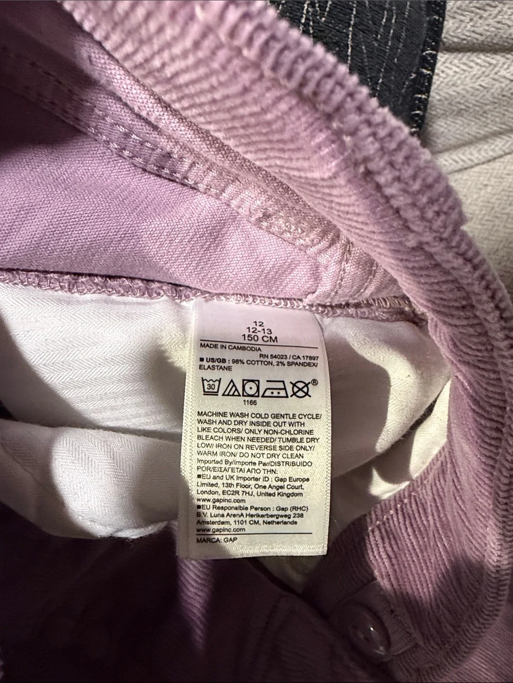 Gap kids high rise seamed corduroy barrel pants size 12 like new!